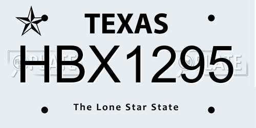 HBX1295 Texas License Plate