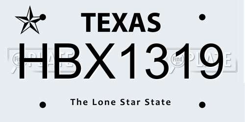 HBX1319 Texas License Plate