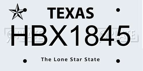 HBX1845 Texas License Plate