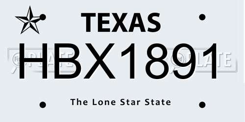HBX1891 Texas License Plate