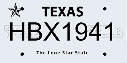 HBX1941 Texas License Plate