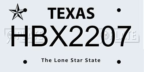 HBX2207 Texas License Plate