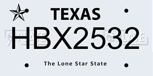 HBX2532 Texas License Plate