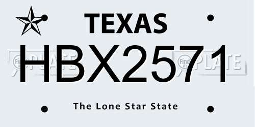 HBX2571 Texas License Plate