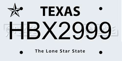 HBX2999 Texas License Plate