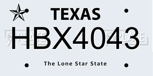 HBX4043 Texas License Plate