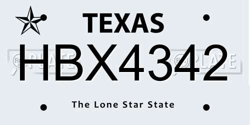 HBX4342 Texas License Plate