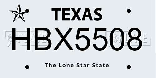 HBX5508 Texas License Plate