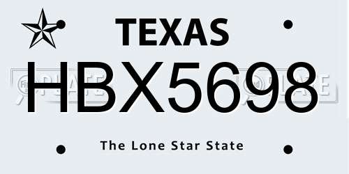 HBX5698 Texas License Plate