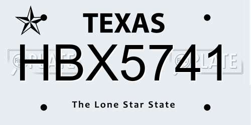 HBX5741 Texas License Plate
