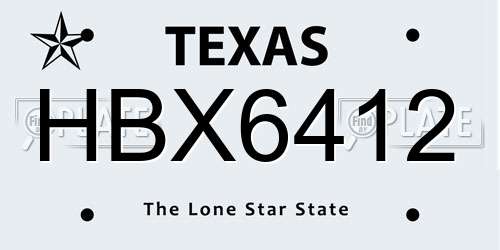 HBX6412 Texas License Plate