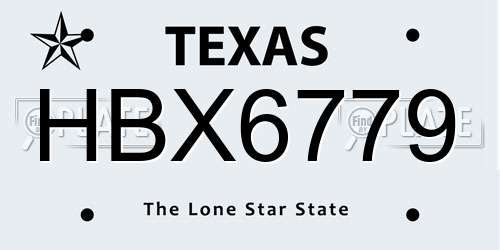 HBX6779 Texas License Plate