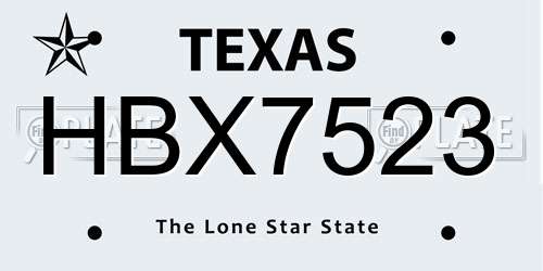 HBX7523 Texas License Plate