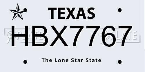 HBX7767 Texas License Plate