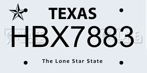 HBX7883 Texas License Plate