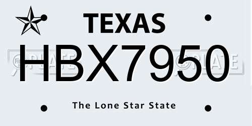 HBX7950 Texas License Plate