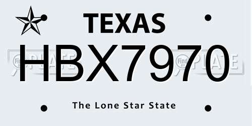 HBX7970 Texas License Plate