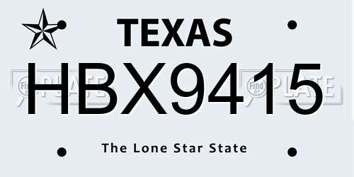HBX9415 Texas License Plate