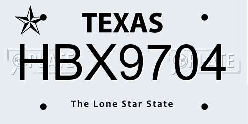 HBX9704 Texas License Plate