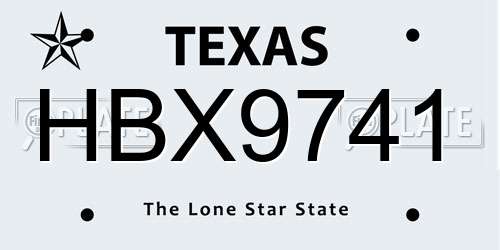 HBX9741 Texas License Plate