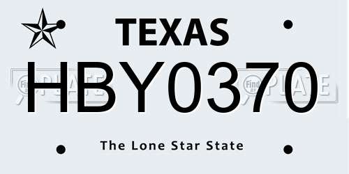 HBY0370 Texas License Plate