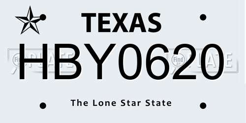 HBY0620 Texas License Plate