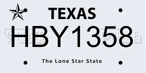HBY1358 Texas License Plate