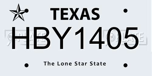 HBY1405 Texas License Plate