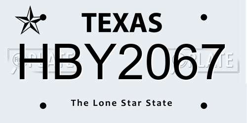 HBY2067 Texas License Plate