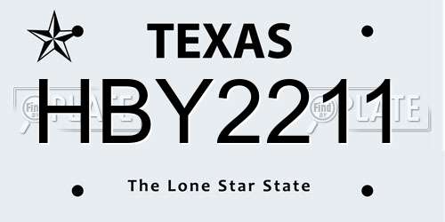 HBY2211 Texas License Plate