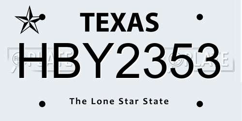 HBY2353 Texas License Plate