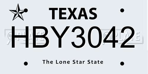 HBY3042 Texas License Plate