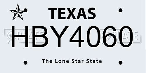 HBY4060 Texas License Plate