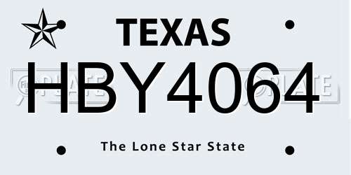 HBY4064 Texas License Plate