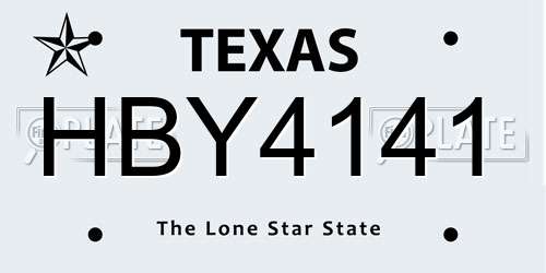 HBY4141 Texas License Plate