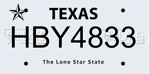 HBY4833 Texas License Plate