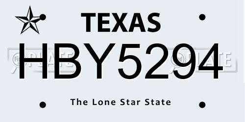 HBY5294 Texas License Plate