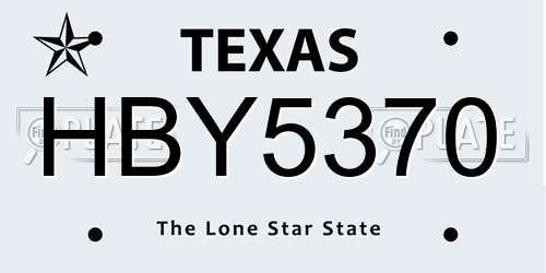 HBY5370 Texas License Plate