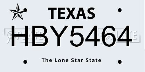 HBY5464 Texas License Plate