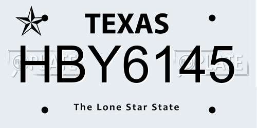 HBY6145 Texas License Plate