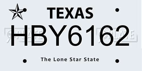 HBY6162 Texas License Plate