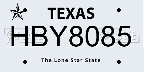 HBY8085 Texas License Plate