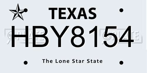 HBY8154 Texas License Plate