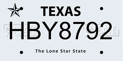 HBY8792 Texas License Plate