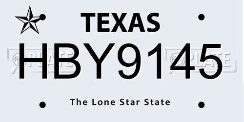 HBY9145 Texas License Plate