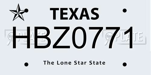 HBZ0771 Texas License Plate