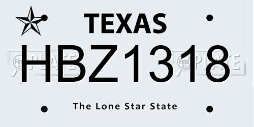 HBZ1318 Texas License Plate