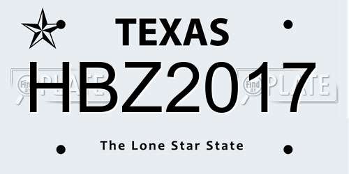HBZ2017 Texas License Plate
