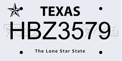 HBZ3579 Texas License Plate
