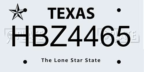 HBZ4465 Texas License Plate